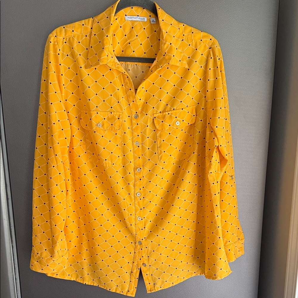 Vibrant Yellow Blouse with Geometric Pattern